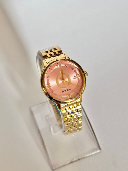 Reloj Pandora Dorado fondo Rosa