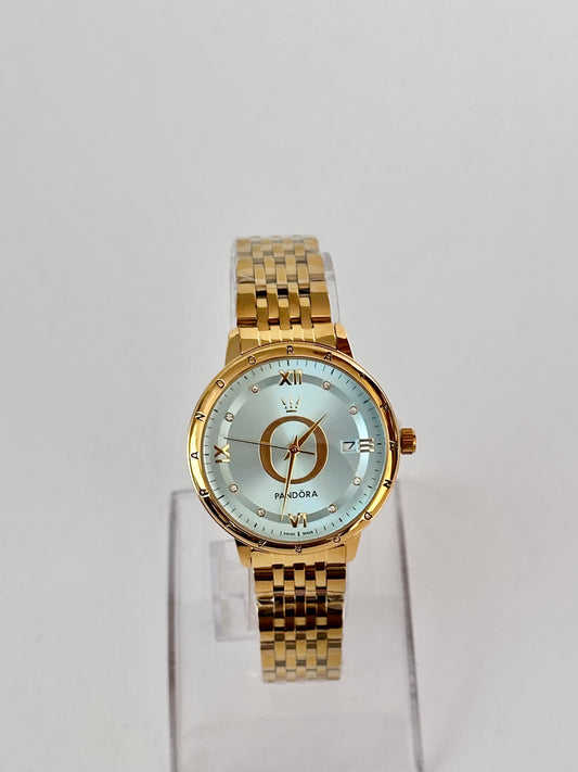 Reloj Pandora Dorado fondo azul