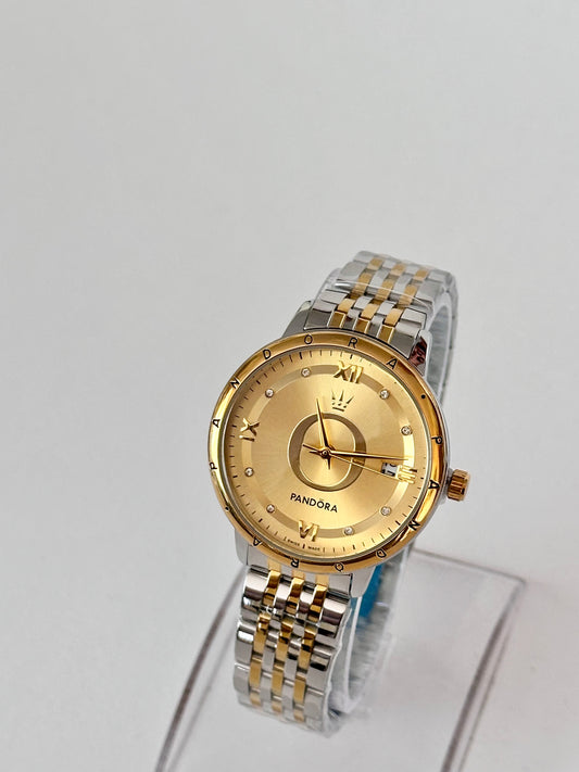 Reloj Pandora Dorado con Plateado fondo Dorado
