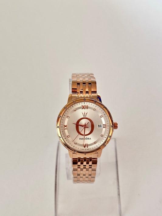 Reloj Pandora Rose Gold completo, fondo blanco