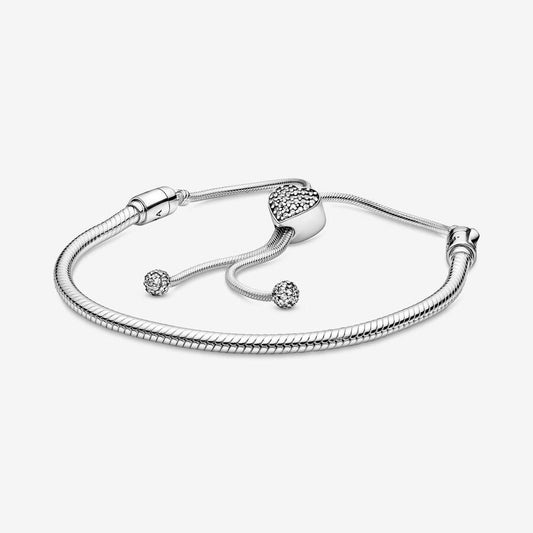 Pulsera Pandora Moments Corazón Pavé Cierre Deslizante